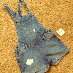 NWT Girls 12 Arizona Denim Shorts Overalls